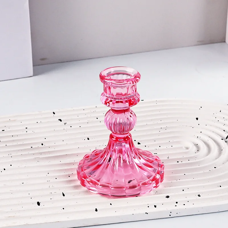 product 2025 newest glass candle holder for candlestick wedding home decoration table suitable for both sides candle holders-12