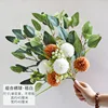 Bouquet d'hortensias orange-blanc + vase en céramique