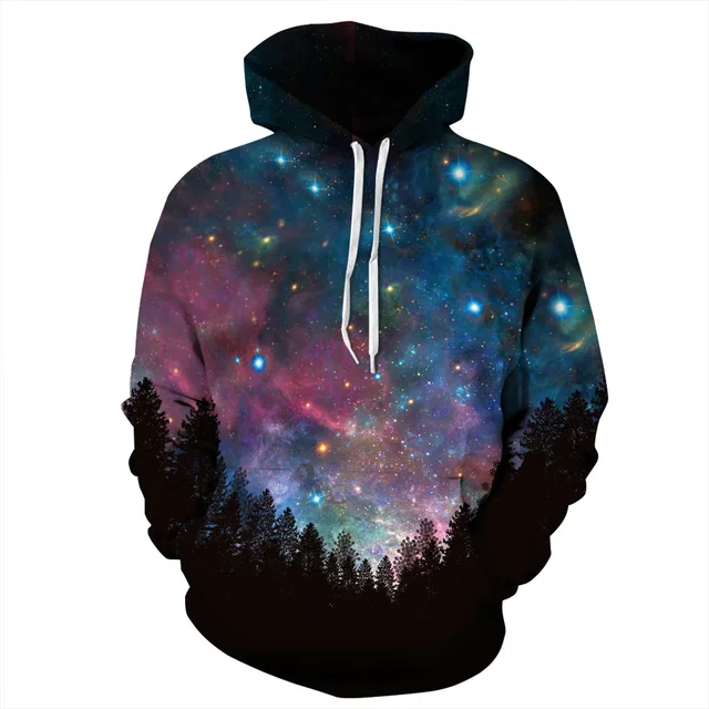 2024 High quality starry sky digital printing custom printing hoodie with your logo men's  hoodie sweatshirt free labels