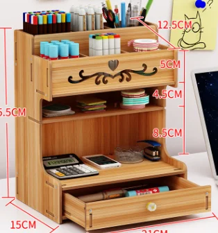 Wooden Pen Organizer, Multi-functional Diy Pen Holder Box, Desktop