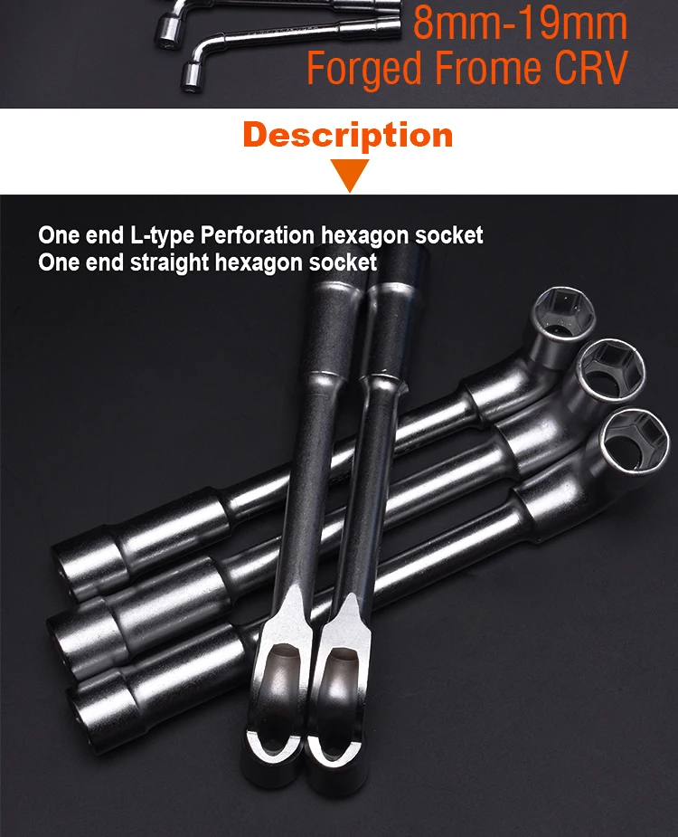 L-Type Socket Wrench L-shaped full milling perforated spanner