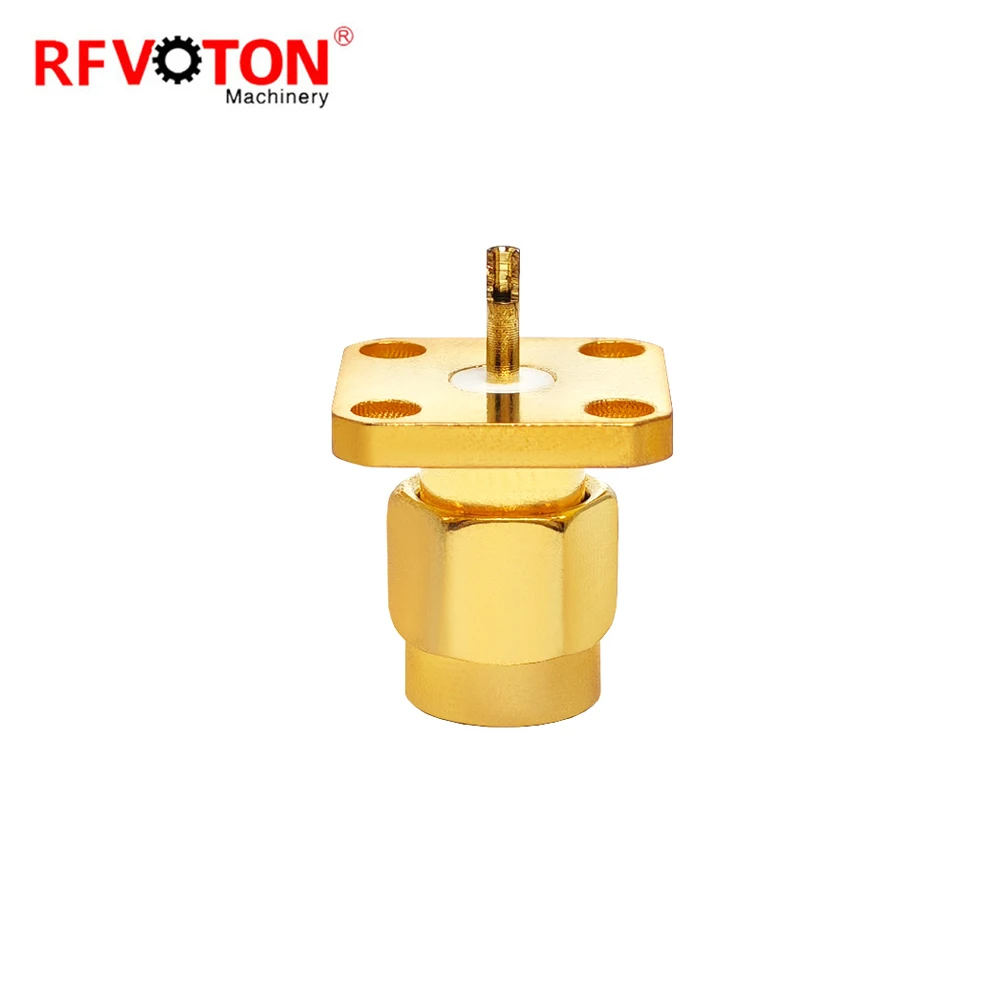 Factory Supply Sma Male Plug Macho 4 Hole Flange Panel  Rf Coax Coaxial Connector Connecteur Converter Copper Rohs in Stock
