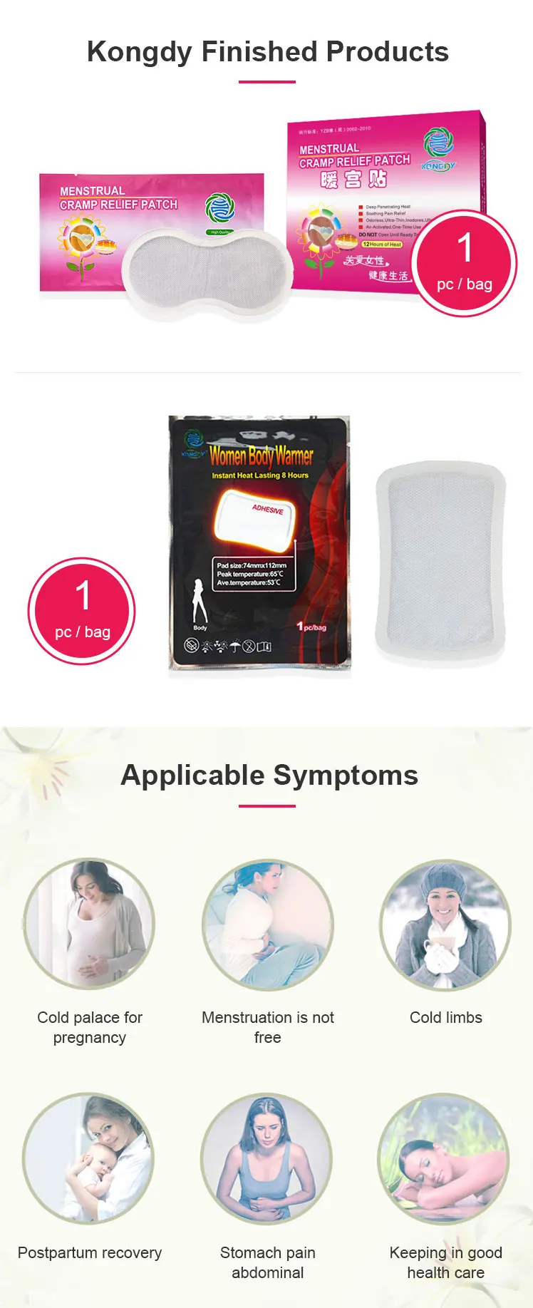 Factory Price Women Menstruation Pain Patches Menstrual Cramp Relief