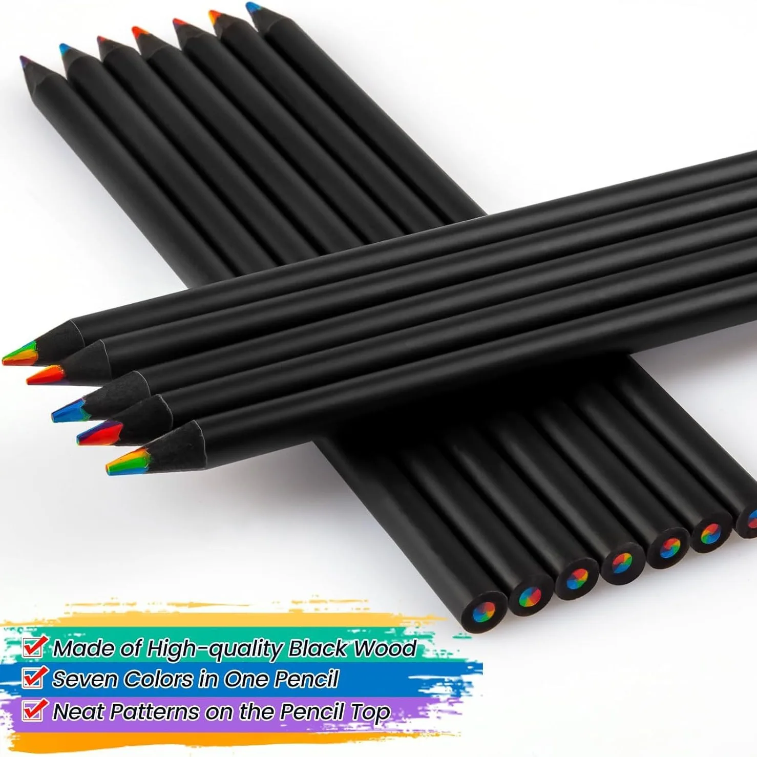 7 Color Rainbow Colored Pencils For Coloring Books And Drawing_voghion.com