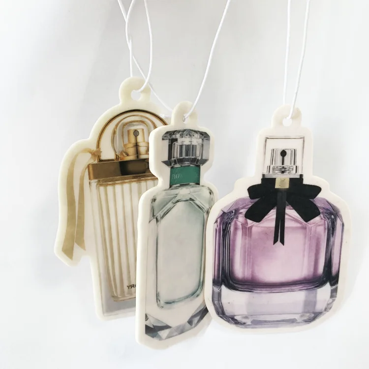 Multi fragrance air freshener custom perfume bottle make your own logo hanging paper air fresheners for car factory