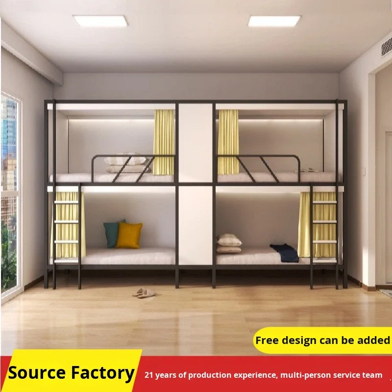Custom Free 3D Design Service Space Capsule Apartment Iron Bed Dormitory Student School Double-decker Bunk Bed for Adult