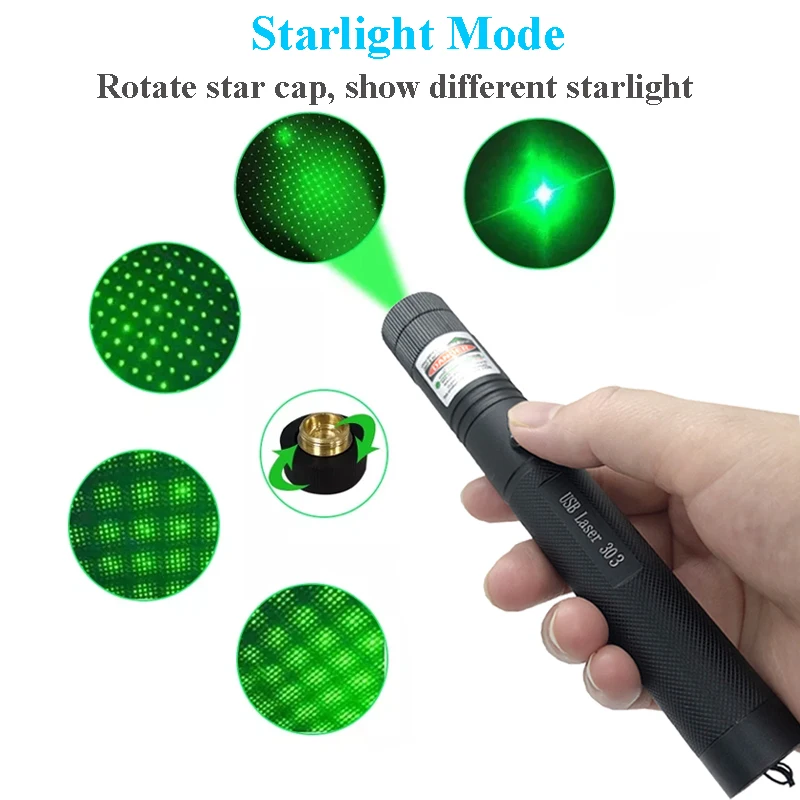 Pointeur laser vert avec charge USB vert bleu rouge pointeur laser 650nm  532nm 405nm Cat Toy Laser Pointer