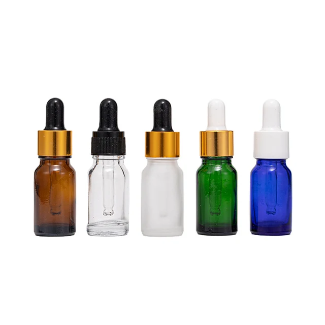 Bamboo Essential Oil Glass Bottle 5ml-100ml Frosted/Clear/Green/Blue/Amber Dropper Bottle Factory Boxed