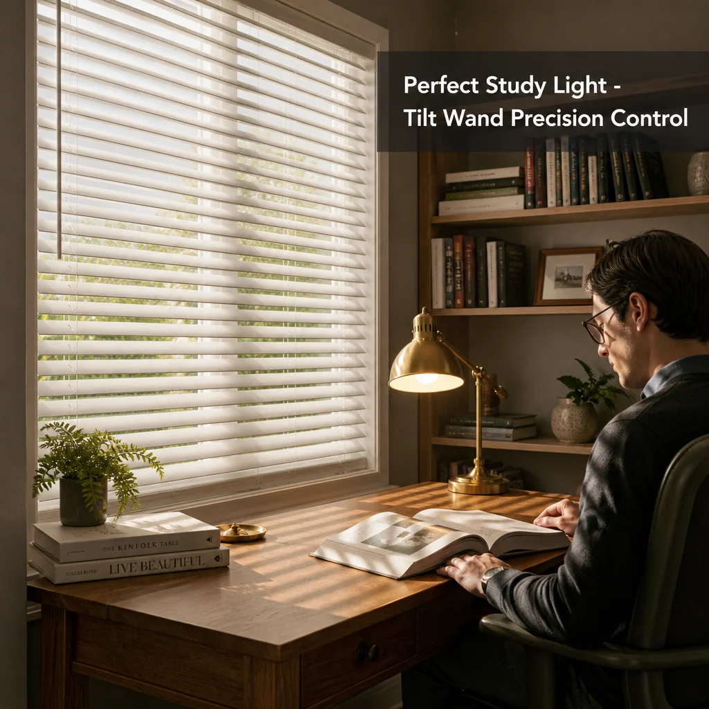 Wood Venetian Blinds 35mm Painted White Ladder String Tilt Wand Left Pull Cord Right Paulownia Custom Size Every Day
