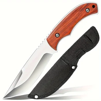 Oversea Custom OEM Support Outdoor Survival Camping Knife with Wood Handle Self-Defence Hunting Hiking Knives
