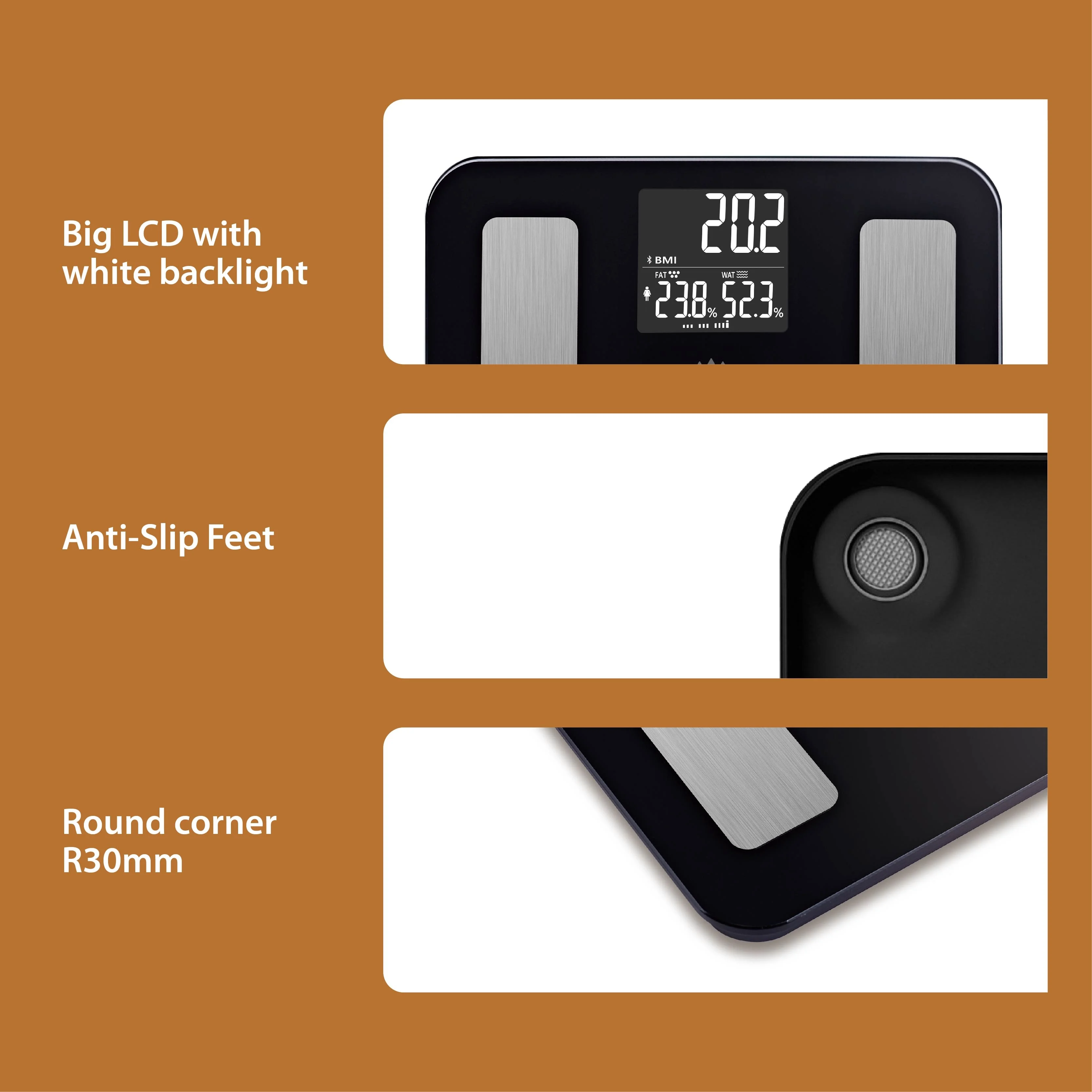 2023 Trend Big VA Screen Customized App Wireless Connection Body Analysis Smart Bathroom Scale Weighing Body Fat Scale