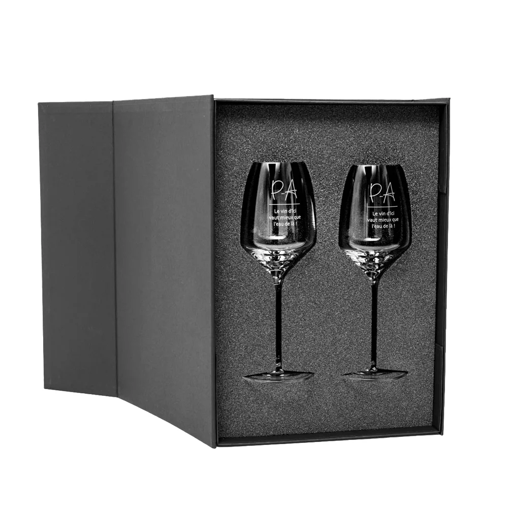 Personalized Empty 2 Two Wine Champagne Flute Glass Gift Packaging Box With Logo