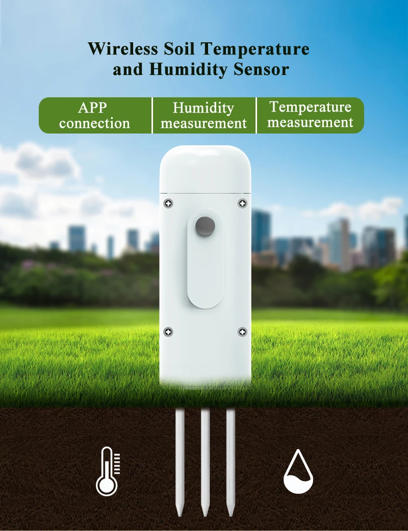 Tuya Smart Wireless Zigbee Soil Temperature And Humidity Sensor Ip67 App Realtime Plant Monitor