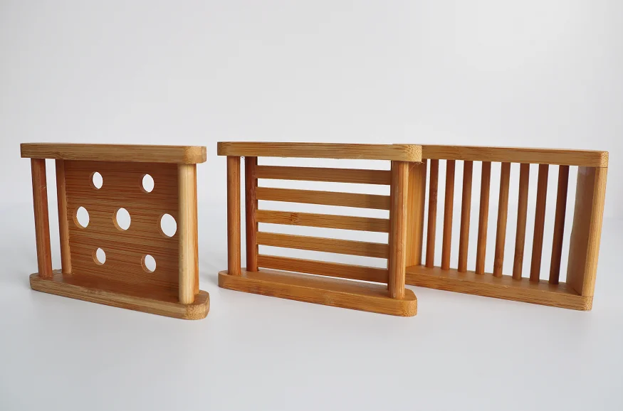 耐用环保防霉排水卫生竹盒定制形状肥皂架木制肥皂支架竹子