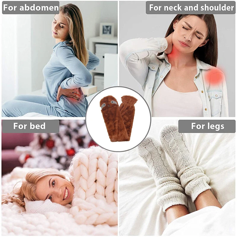 hot selling long hot water bag heat pack hot water bottle with plush faux fur cover