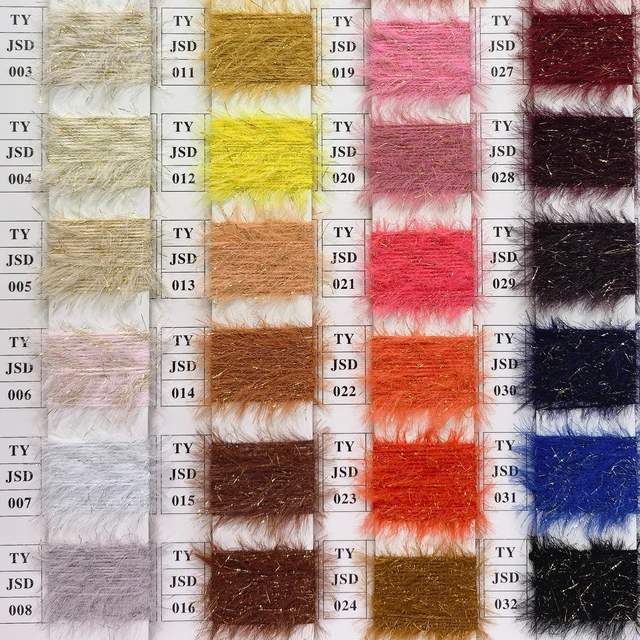 100% Nylon Filament Yarn 1.3cm & 2cm Gold Mink Dyed Feather Style for Knitting & Sewing High Tenacity Fancy Yarn