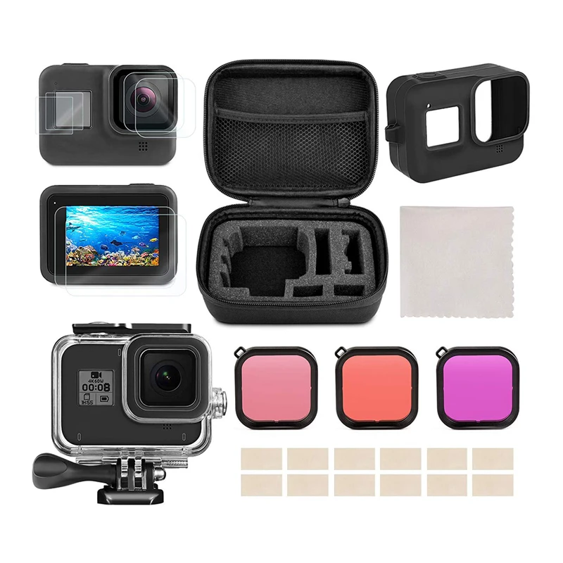 Accessories Kit For Gopro Hero 8 Black Waterproof Housing Tempered Glass Screen Protector Filters For Gopro Anti Fog Inserts Buy Gopro 8 Waterproof Case Gopro Hero 8 Screen Protector Gopro 8 Accessories Product On Alibaba Com