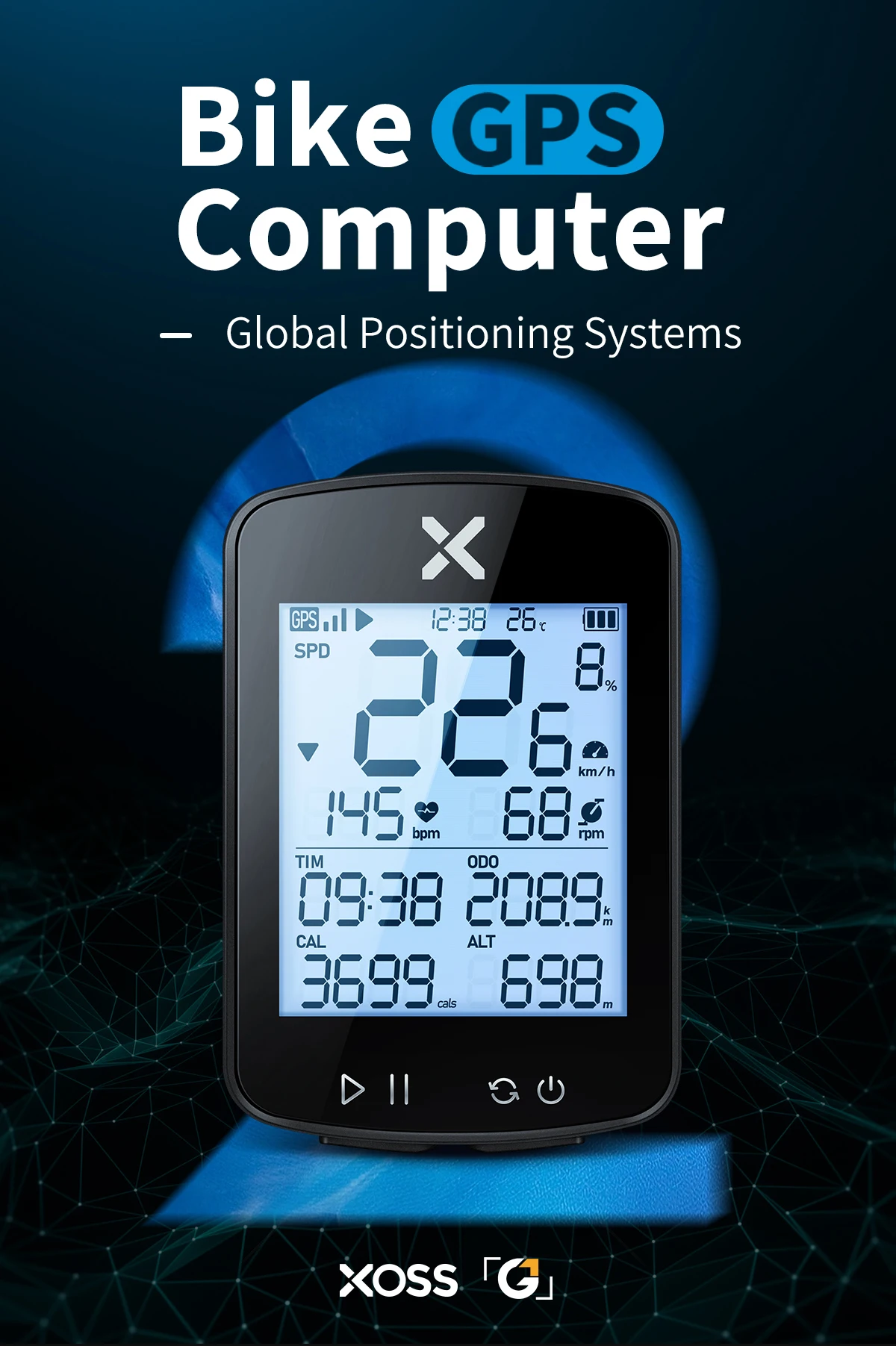 Ciclocomputer GPS Wireless G+ Per Bici - Compatibile ANT+, Impermeabile, 25h Autonomia, Connessione Strava