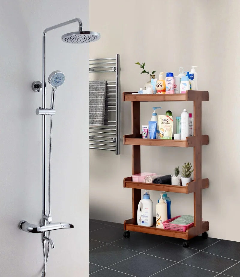 Wholesale Multifunctional Wooden Bamboo Display Shelf Living Room