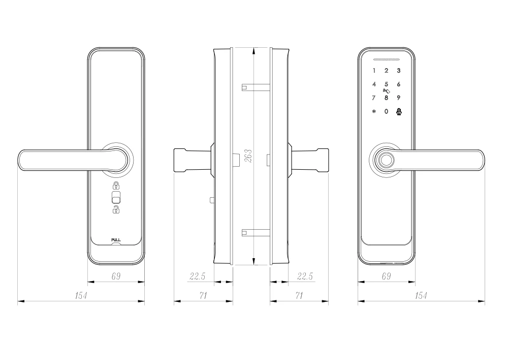 SMARTEK High Security Tuya Smart Lock Digital Fingerprint Waterproof Electronic Lock