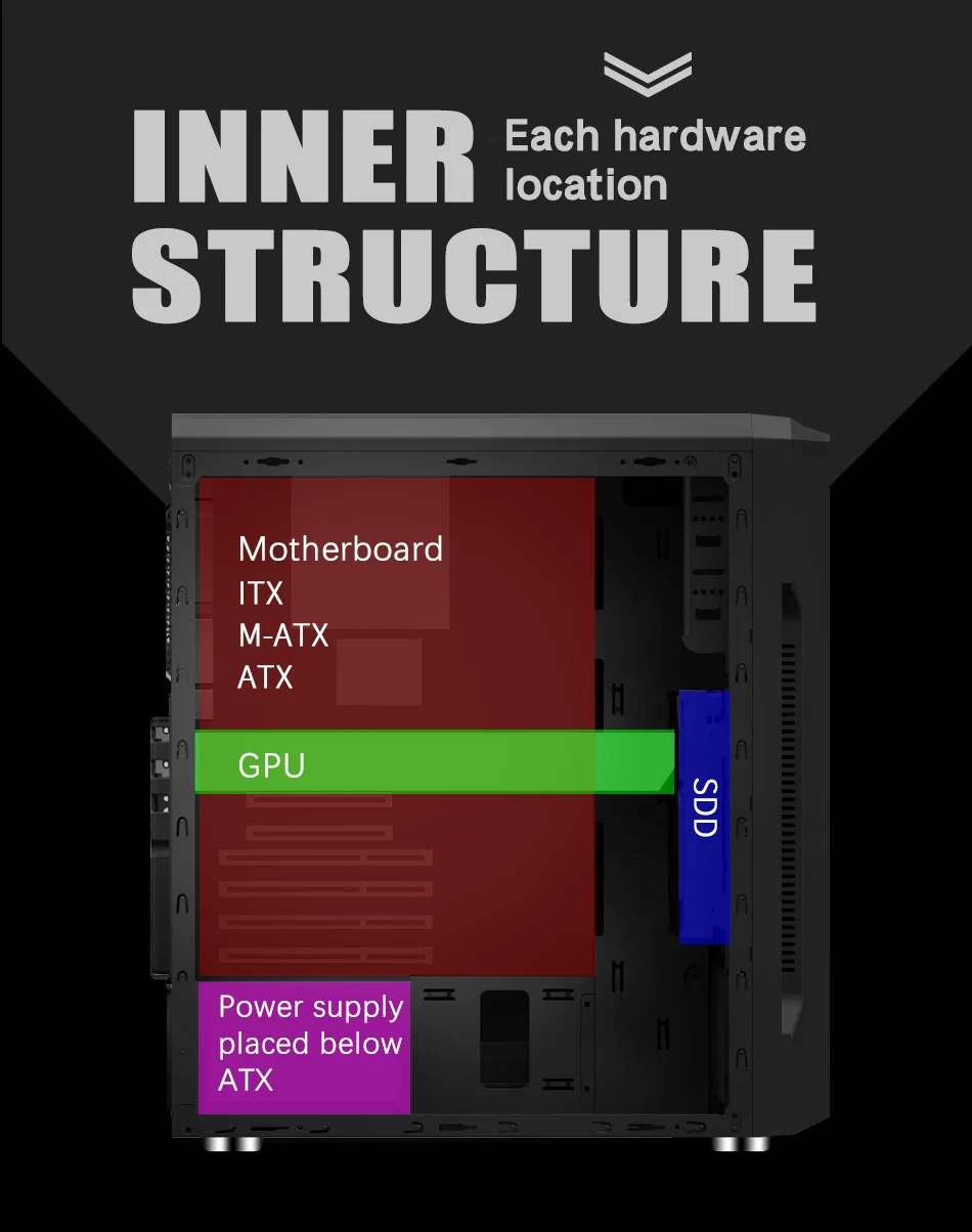 Oem Computer Case Pc Case Computer Gaming Case Support Atx/matx/mini