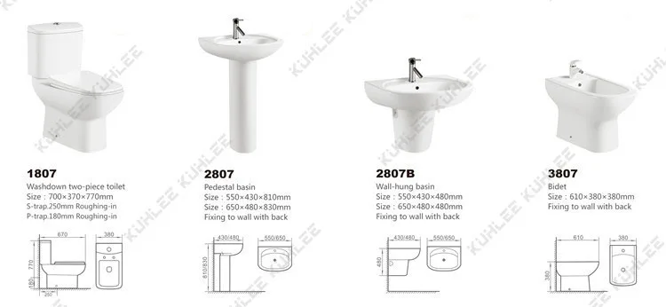 Two Piece Water Closet Ceramic Sanitary Ware Toilet Seat with Wash Basin Lavabo Sink Stand Pedestal Set