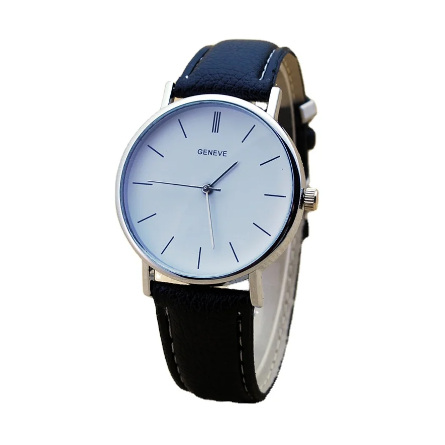 Pu Leather Strap Geneva Quartz Stainless Steel Back Men Fashion Men Wrist Watches Watch