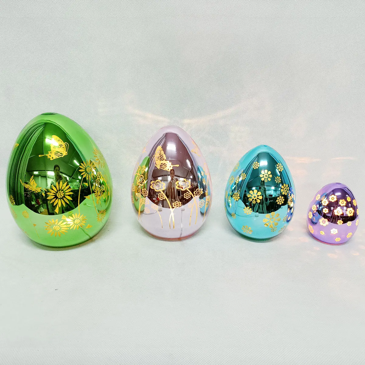 Wholesale handmade led light up easter day gifts decorative hand blown glass easter set egg holiday home decorations indoor manufacture