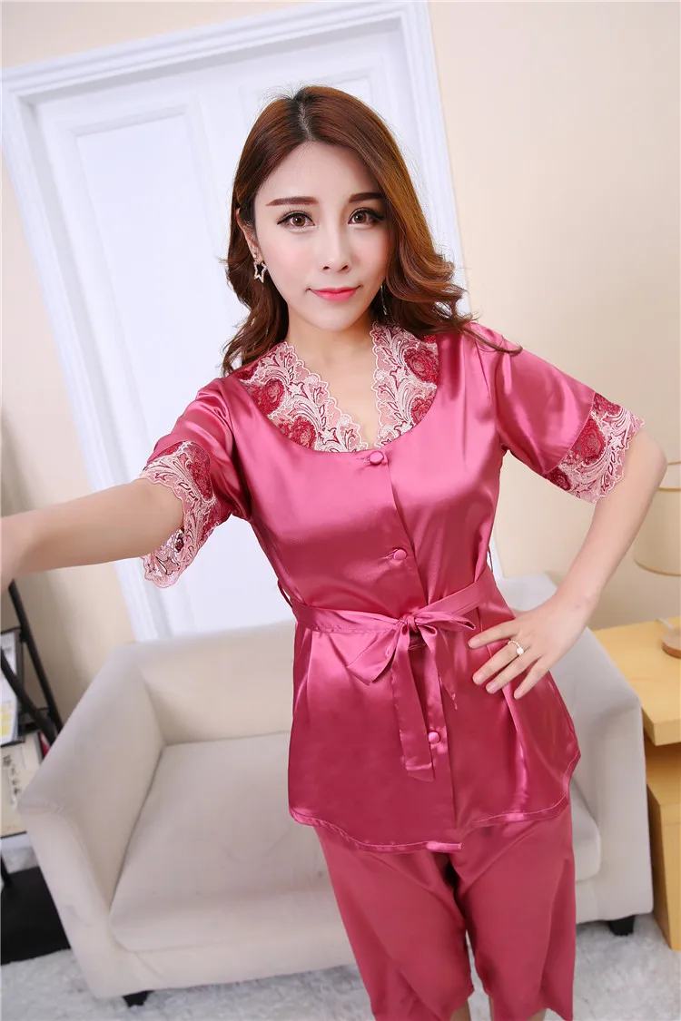 Designer Women Silk Nighty Short Sleeve 
