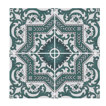 Classic Vintage Flower Design 200x200mm 8 x 8 inch Dark Green 3d Printing Decorative Cement Art Ceramic Tiles