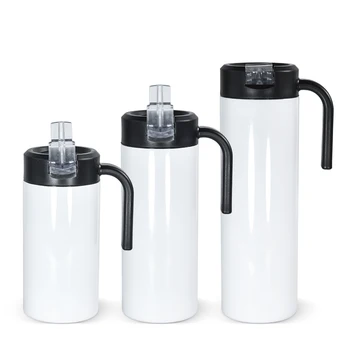 Customized 12 oz 15 oz 20 oz Sublimation Blanks Stainless Steel Double Wall Insulated Vacuum Tumbler with straw and handle lids