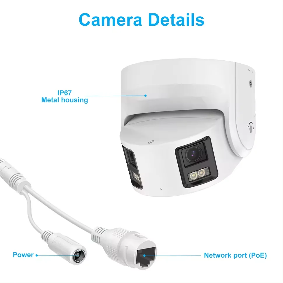 HK-OEM 4K IP Camera 8MP Dual Lens 180 degree Panoramic Camera
