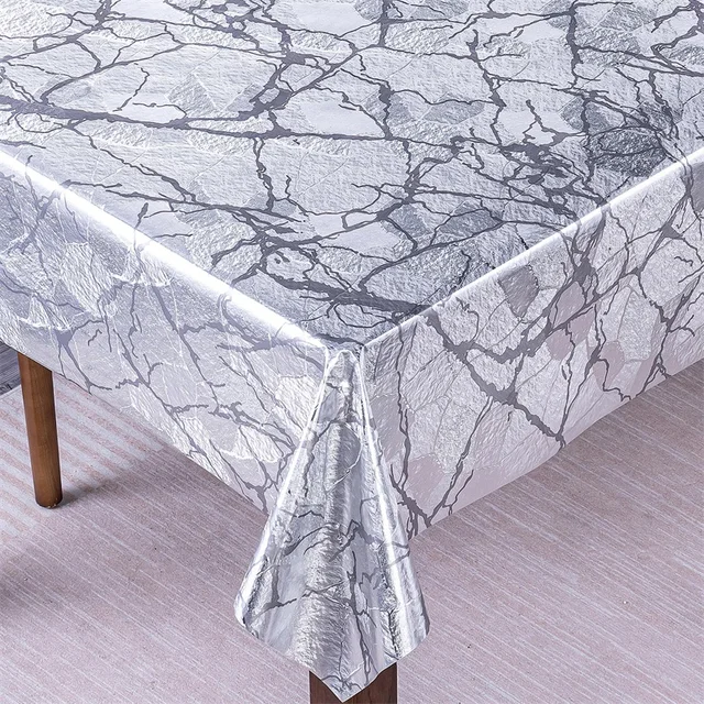 Boen  High Quality PVC Tablecloth Customized Print Table Cover Modern Banquet Marble Pattern Glossy Texture