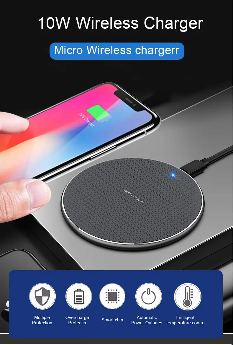 15w 10w Universal Led Light Wireless Charging Qi For Iphone Wireless