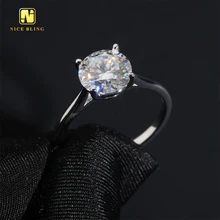 In Stock 925 Sterling Silver 4Prongs Setting 0.5ct 1ct 2ct 3ct VVS Moissanite Rings Jewelry Diamond Engagement Rings For Women