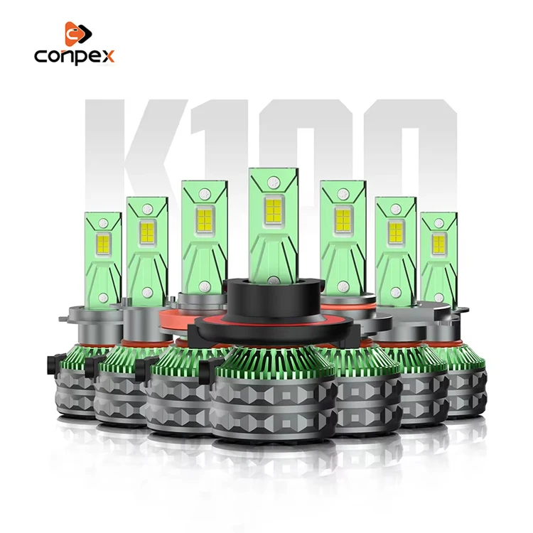 Conpex Hot Sale High Power LED Headlight Bulb K100 100W 6500K H1 H3 H4 H7 H13 9005 9006 9012 9004 9007 High Low Beam LED