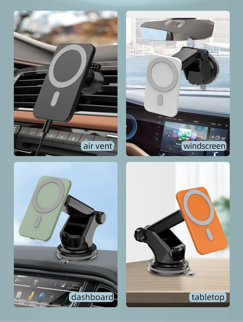 2021 15w Magnetic Car Vent Mount fast Wireless Charger phone holder for iphone 12 magnetic phone stand mount/dashboard/tabletop