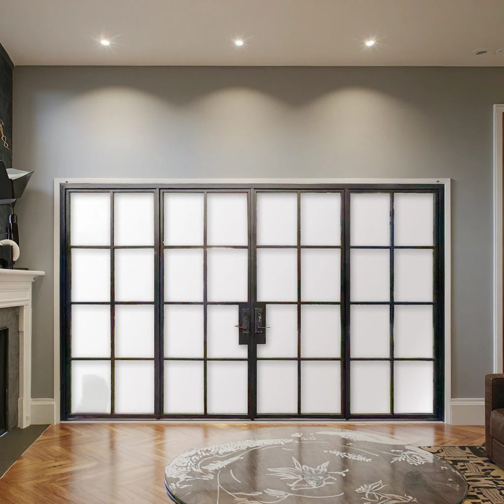 Custom Modern Wrought Iron French Style Foldable Glass Door with Tempered Glass for Outdoor Interior Entry factory