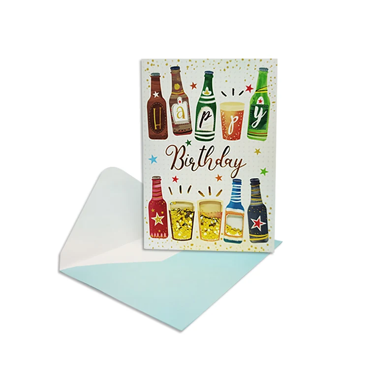 Роскошные бумажные открытки с блестками для счастливого дня рождения, Забавные 3D Поздравительные открытки ручной работы с индивидуальным принтом