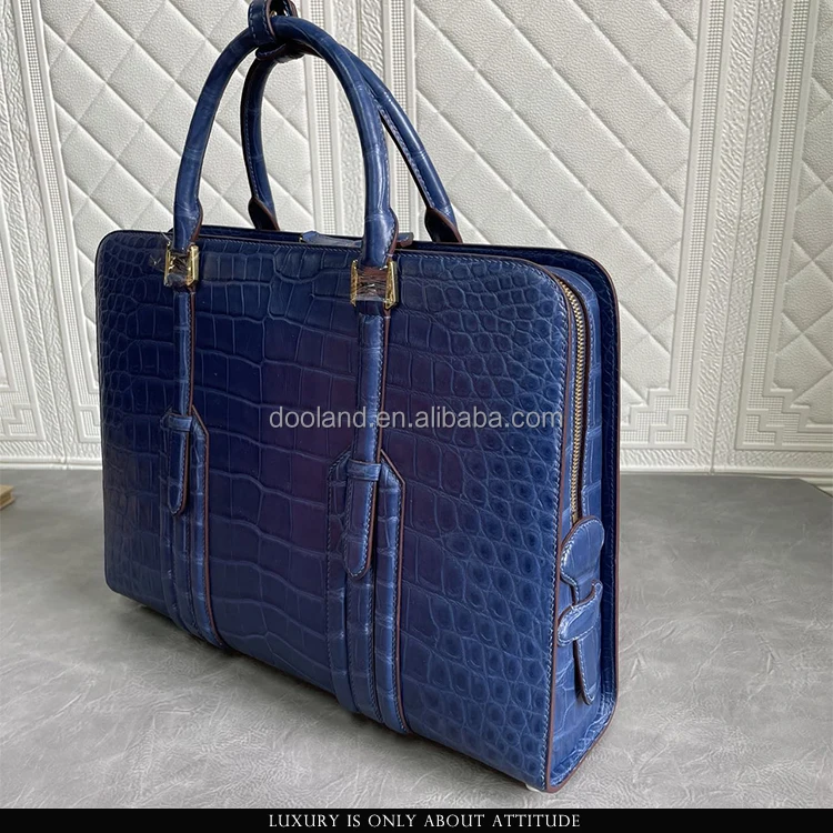 Luxury designer high quality handmade real exotic skin genuine crocodile leather briefcase and men business bag