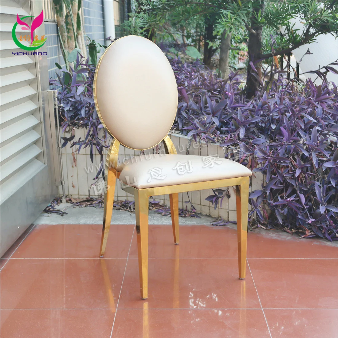 Modern Gold Stainless Steel Dining Chairs for Weddings Hotels