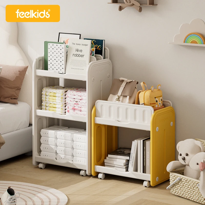 Feelkids Multi Functional Storage Rack Baby Furniture Plastic Movable Rack Drawer Toy Organiser BookShelf Children Kids Cabinets