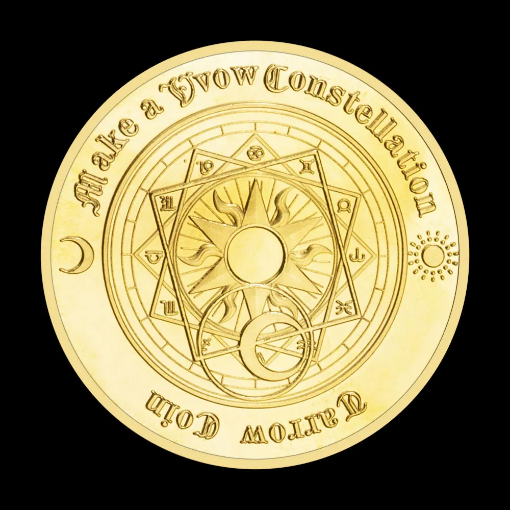 Custom Aquarius Coin Necklace - Zodiac Tarot Divination Metal Collectible