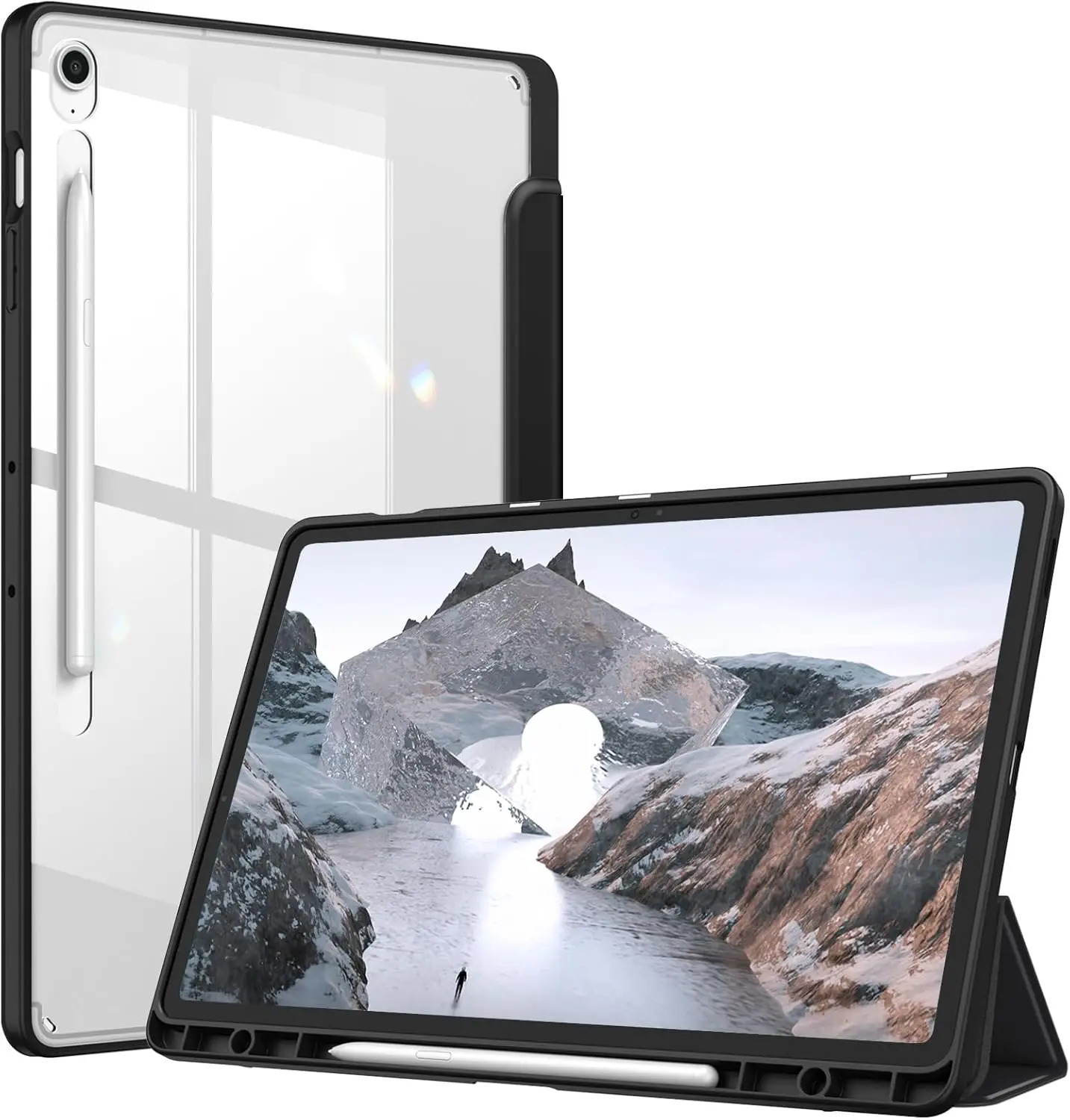 Slim Case for Samsung Galaxy Tab S10 FE Plus 13.1 Inch 2025 with Pen Holder Shockproof Cover with Clear Transparent Back Shell