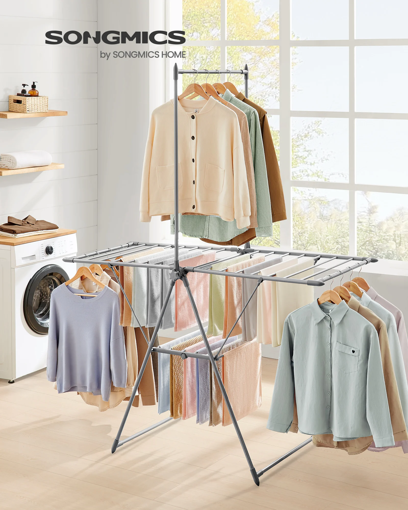 Songmics Foldable 2level Laundry Drying Rack Freestanding Clothes Drying Rack Buy Foldable 2