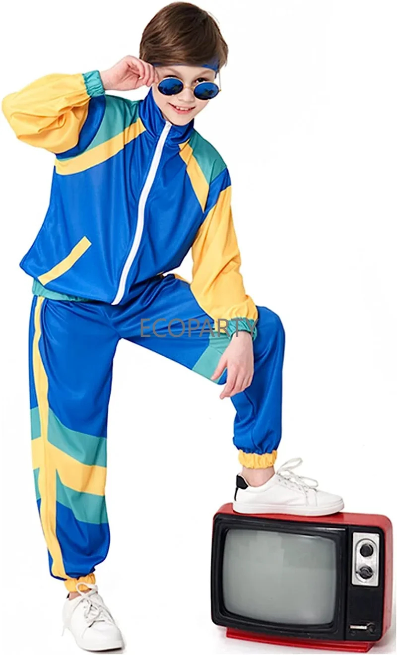 JerrisApparel 70s Kids Disco Costume - Retro Hip Hop Outfit With Shirt, Pants, Wig, Glasses - View #9