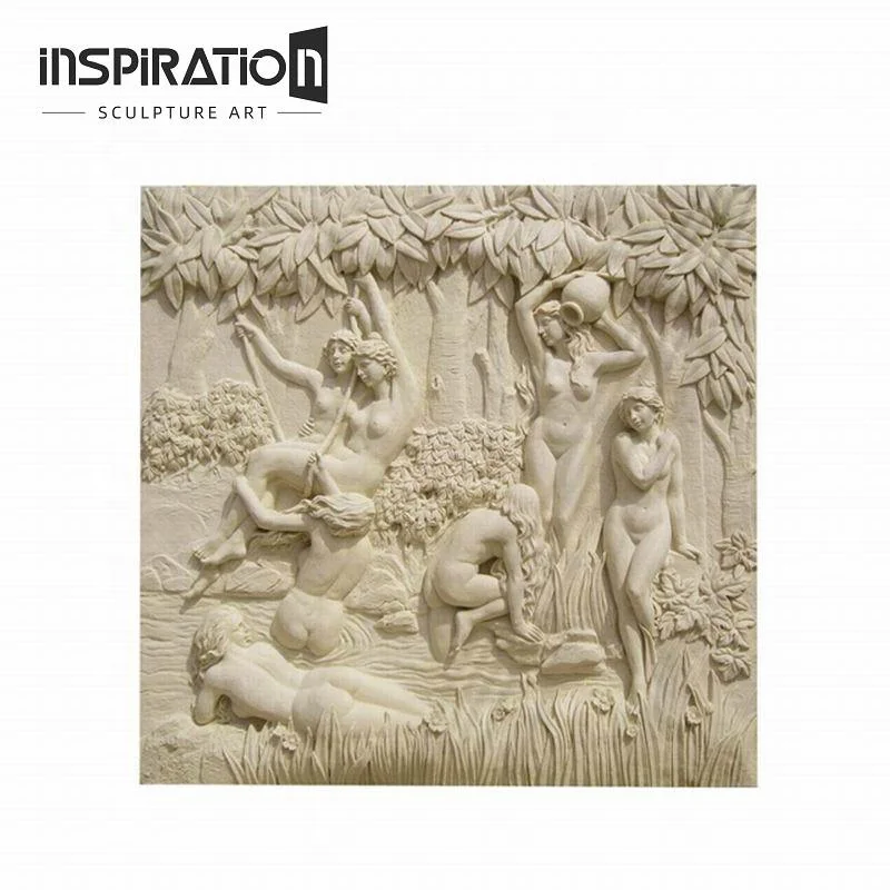 Artifical Sandstone Western Figure Statue Engraving Wall Art Relief Sculpture