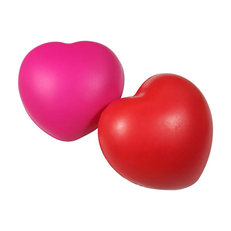 Wholesale PU Foam Custom Logo Color Printed Bulk Mini Red Yellow White Blue Green Heart Shaped Stress Balls