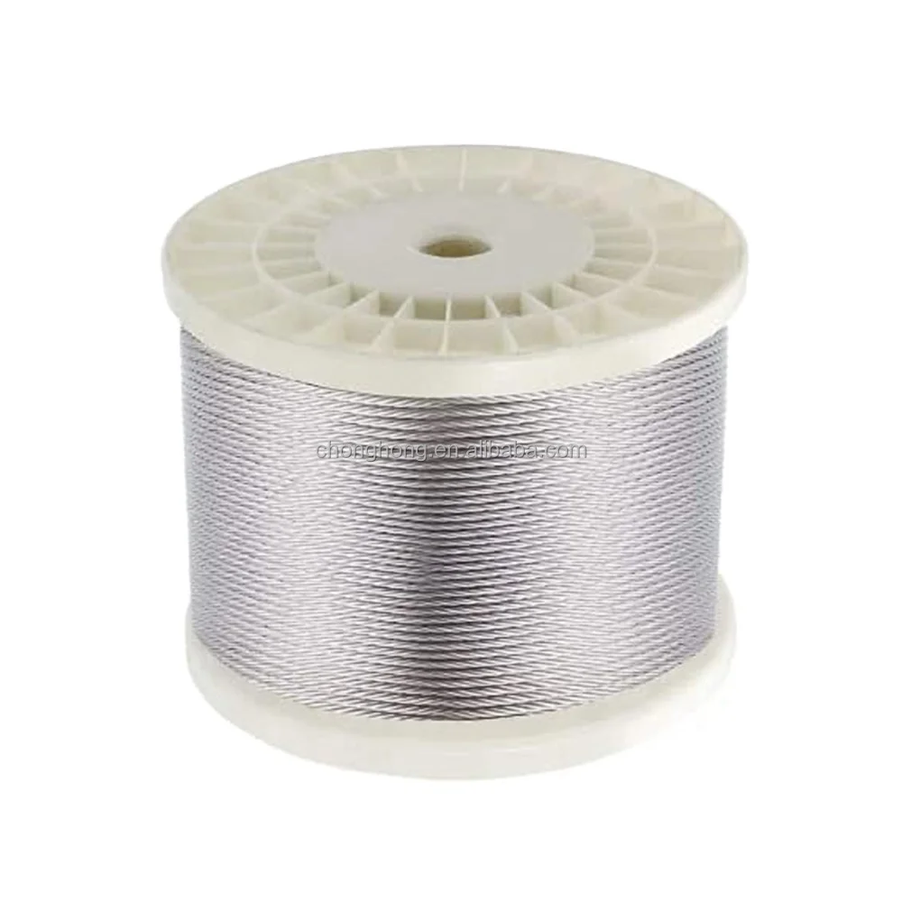1/4 Stainless Steel Cable,7x19 Strand Aircraft Wire Rope,Cable for Heavy Duty Applications,Zip