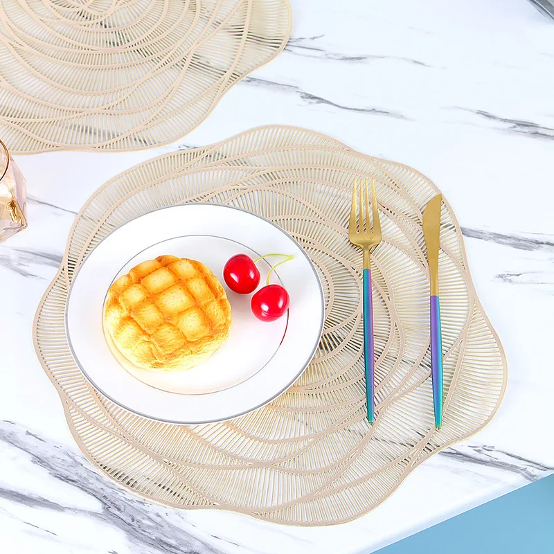 New Product Rose Gold Placemat Hotel Wedding Elegant Table Mat Pvc